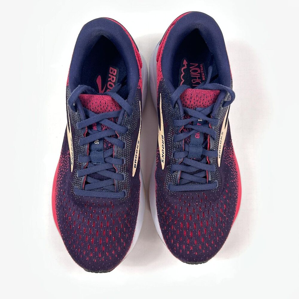 Brooks Ghost 16 Running Shoes Womens 8.5 Wide Navy Pink Mesh Athletic Sneakers - Picture 8 of 11